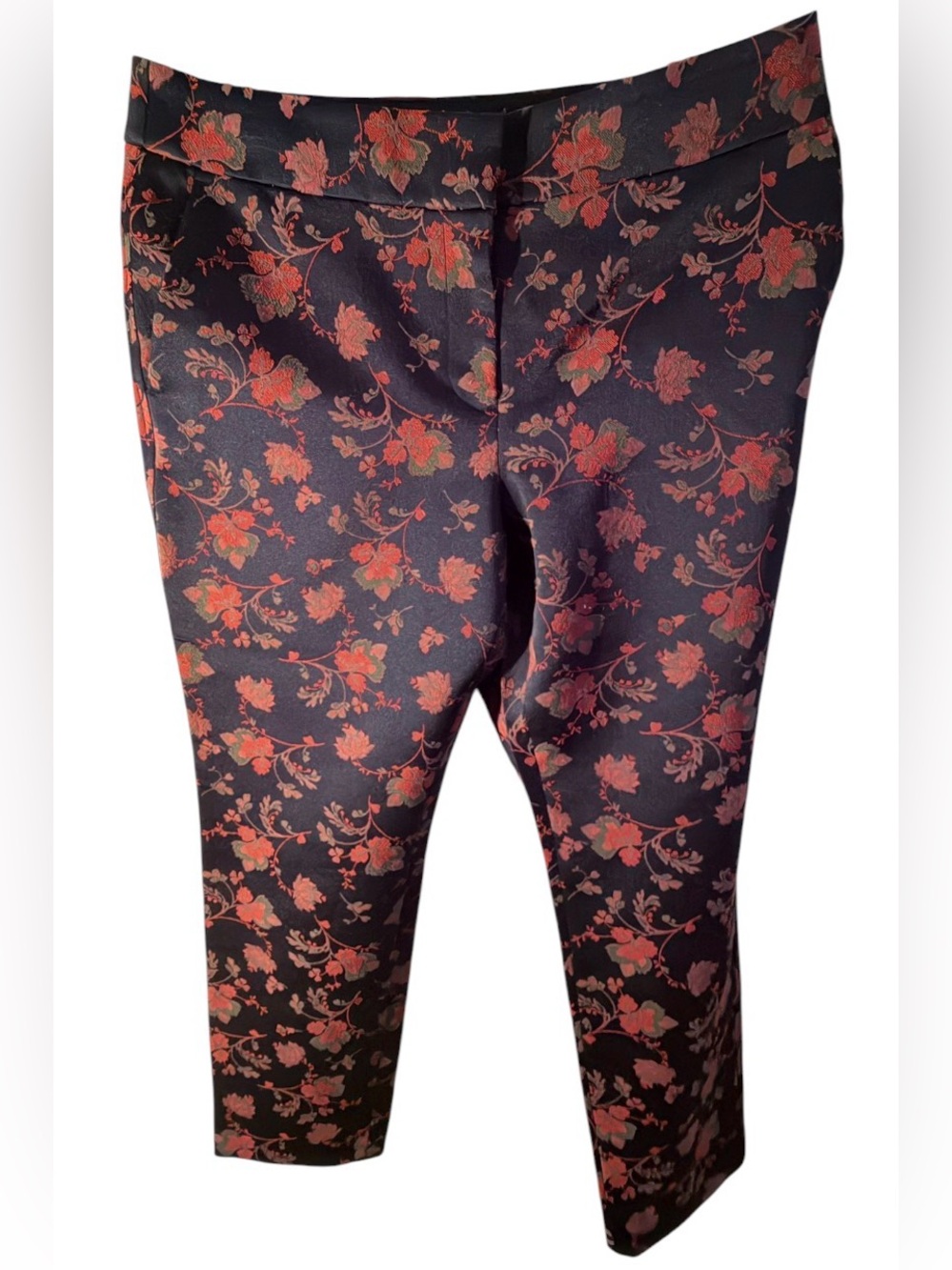LOFT Marisa Navy & Red Floral‎ Pants size 8